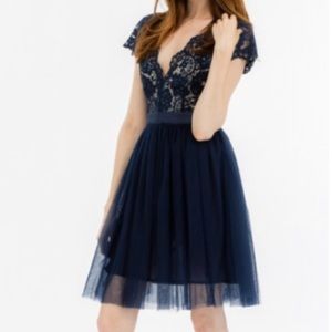 NWT Tulip B Navy Blue Lace Cocktail Dress